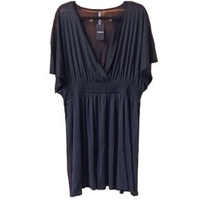 TORRID Plus Size Black mesh retro chic smocked swimsuit cover-up dress 4X